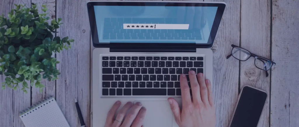 typing on a laptop