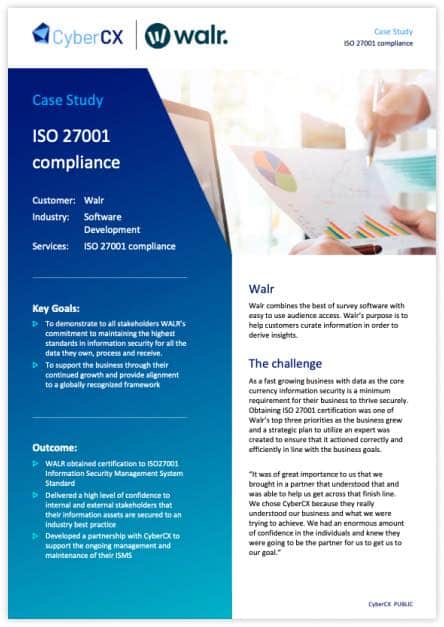 Walr ISO 27001 Compliance CyberCX Customer Success Story