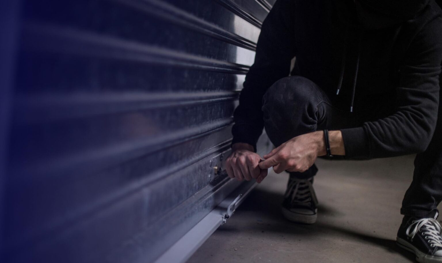 Physical security breaking into a roller door