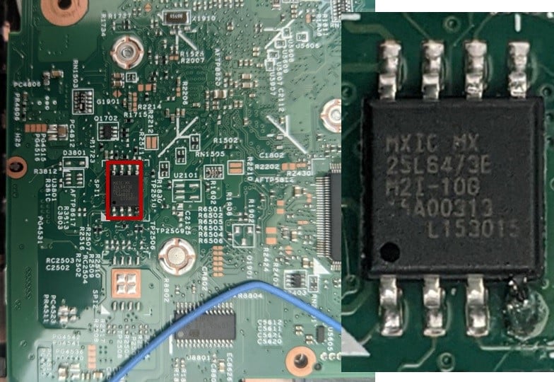 A close-up of a circuit board